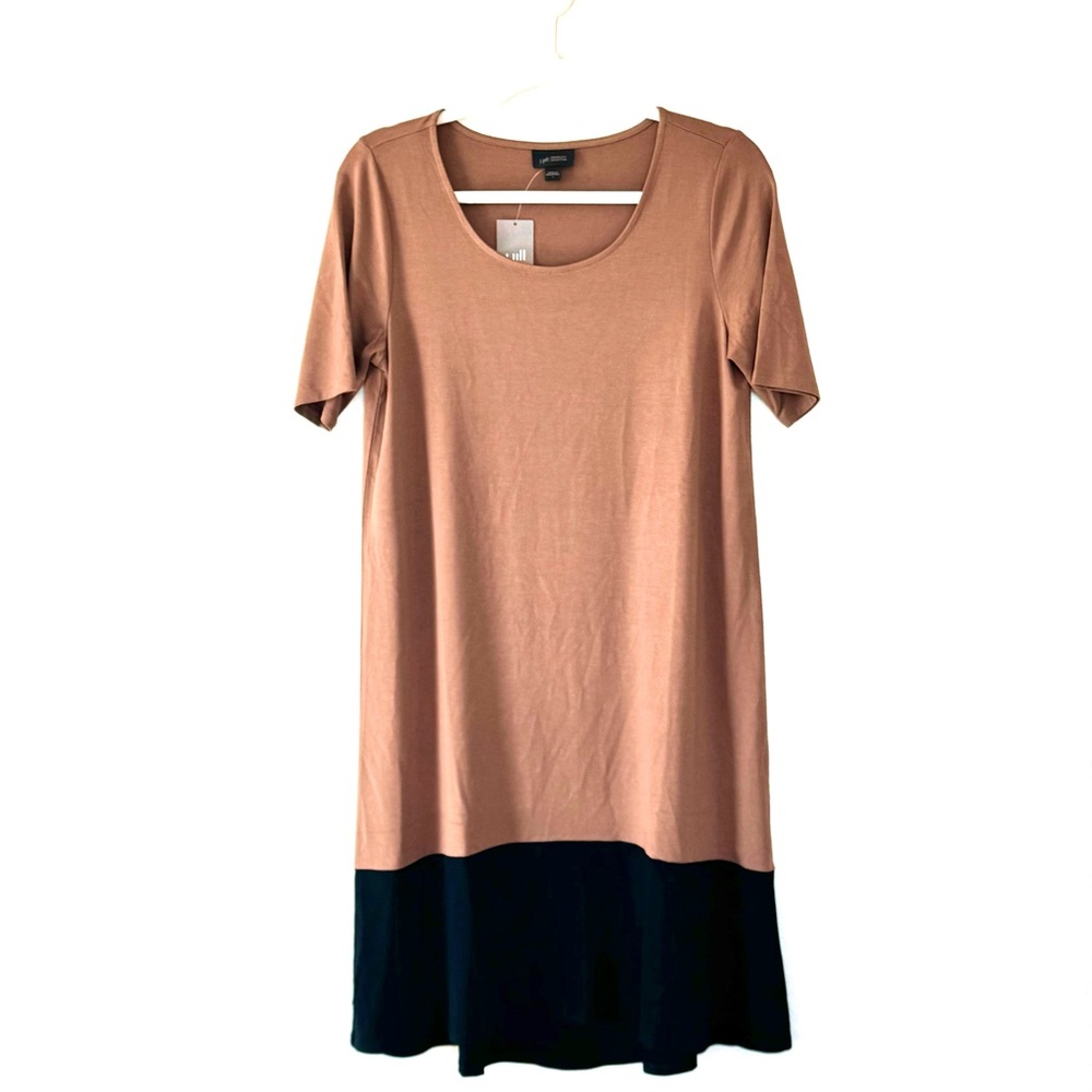 J Jill Wearever Collection Tan Black Colorblock A Line Tee Dress S NEW $89 - Picture 2 of 12